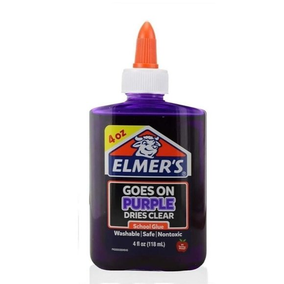 Elmers Washable Nontoxic Safe School Glue Goes on Purple Dries Clear 4oz Squeeze - Picture 3 of 7